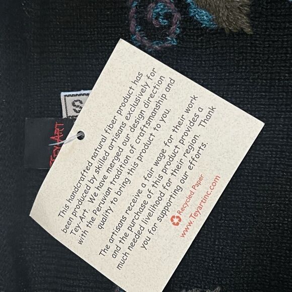 NWT Tey-Art Peruvian Alpaca Floral Embroidered Reversible Cardigan Sweater Sz S - Picture 8 of 13